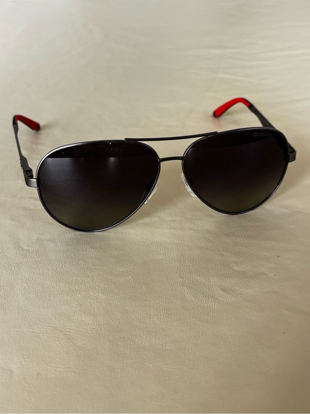 Carrera Aviator Sunglasses with Black Frames and Red Temple Tips